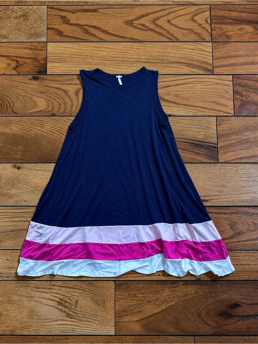 Women’s Bellamie Size M Navy Sleeveless Mini Swing Dress Pink White Colorblock